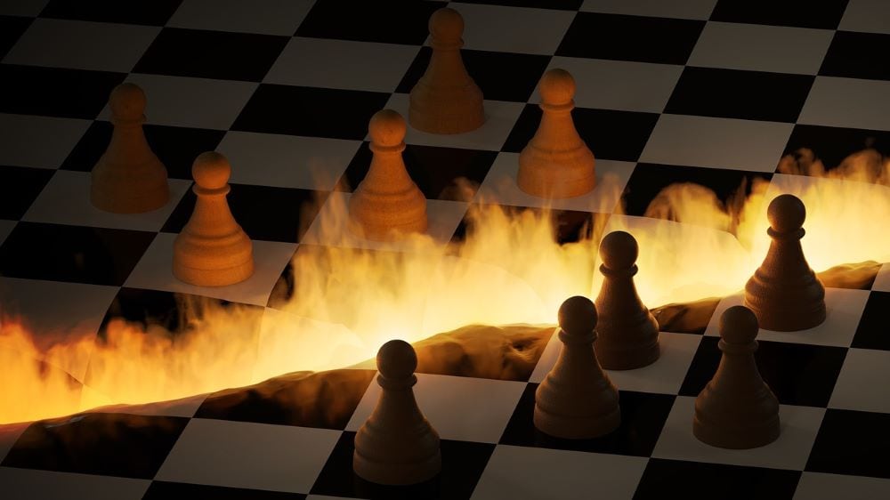 Chess board on fire