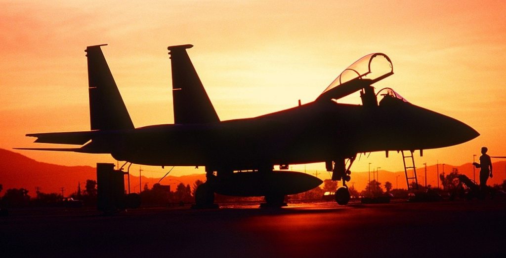 Fighter jet at night